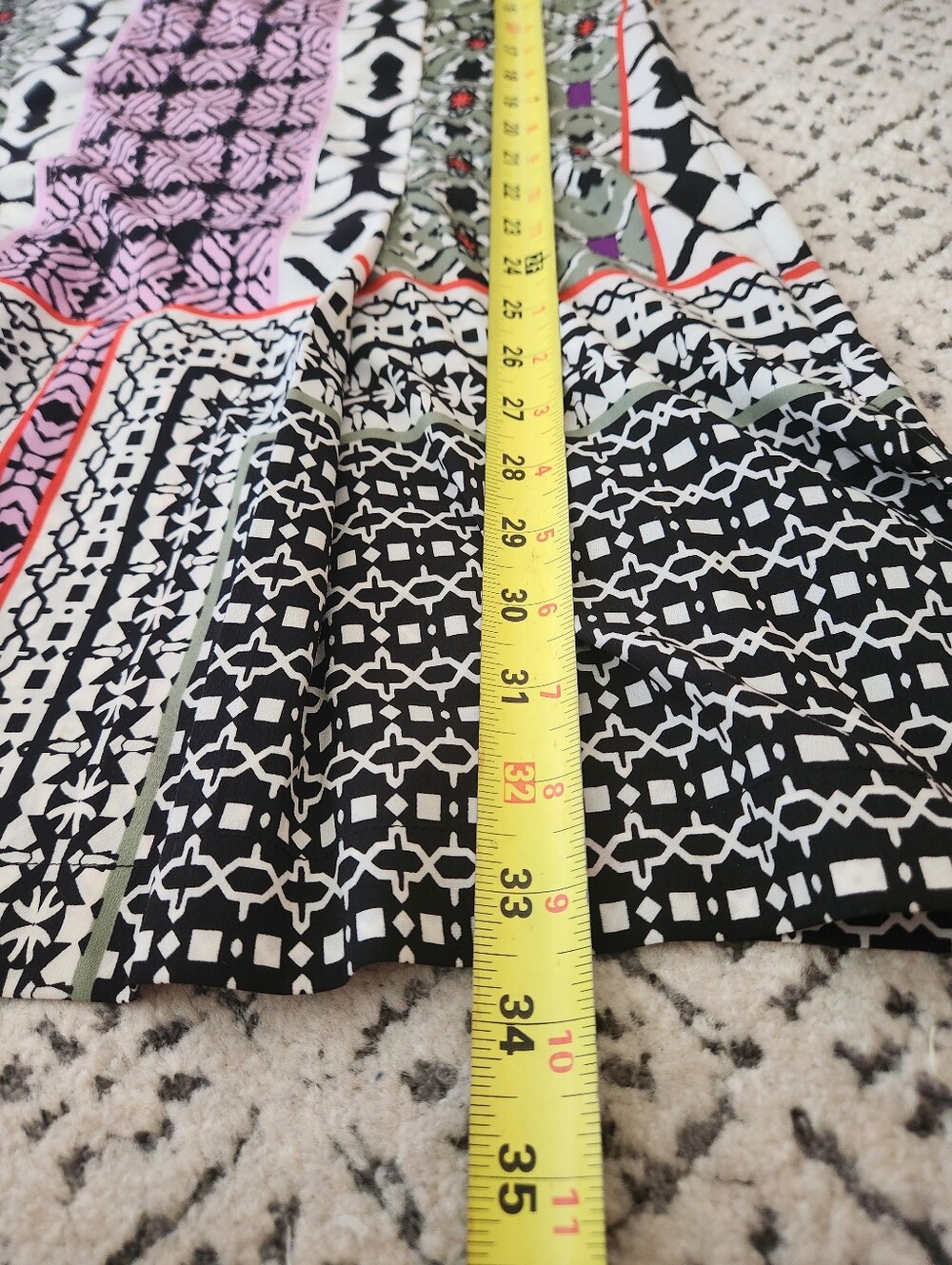 Hale Bob Printed Shift Dress Boho Geometric Keyhole Tunic Mini Dress XS - Picture 12 of 14